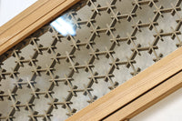 幅925ミリ　三色亀甲網代と組子模様が和モダンに飾るワーロン入り稀少障子戸　F8554　在庫2枚