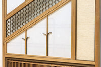 幅925ミリ　三色亀甲網代と組子模様が和モダンに飾るワーロン入り稀少障子戸　F8554　在庫2枚