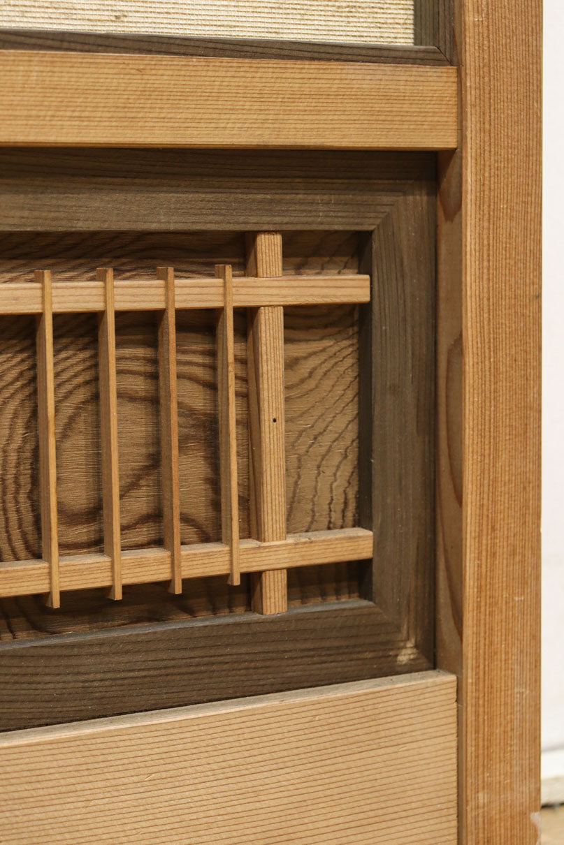 幅925ミリ　三色亀甲網代と組子模様が和モダンに飾るワーロン入り稀少障子戸　F8554　在庫2枚