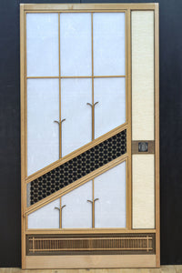 幅925ミリ　三色亀甲網代と組子模様が和モダンに飾るワーロン入り稀少障子戸　F8554　在庫2枚