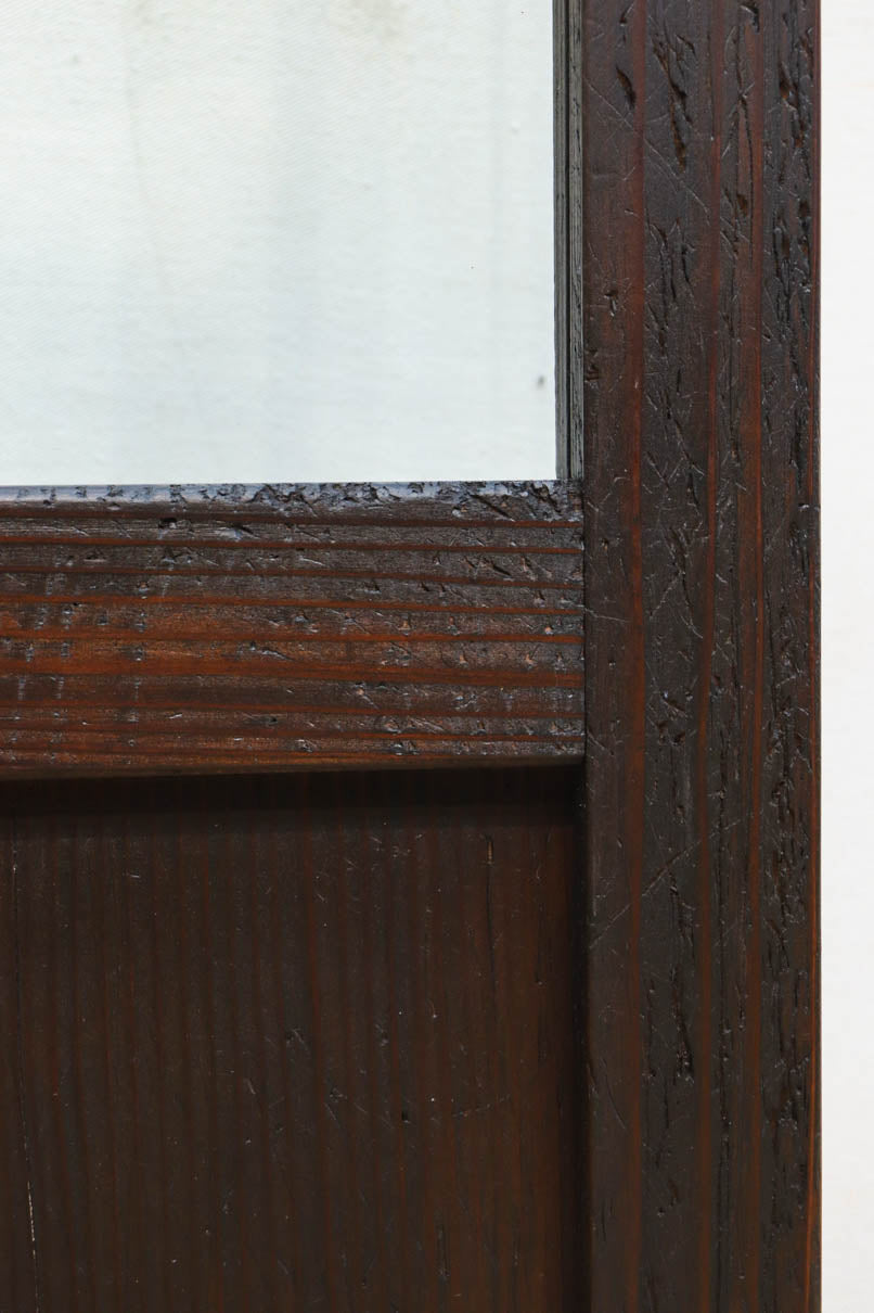 幅873ミリ　グリーンガラスのラインが爽やかなレトロガラス戸　F8558　在庫2枚