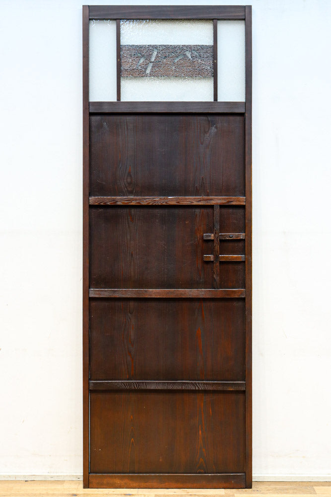 幅604ミリ　2種類の和ガラスでレトロな面持ちのスリムガラス戸　F8577　在庫1枚