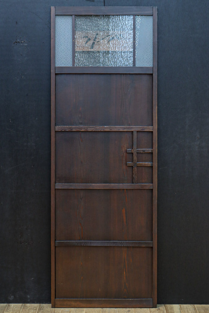 幅604ミリ　2種類の和ガラスでレトロな面持ちのスリムガラス戸　F8577　在庫1枚