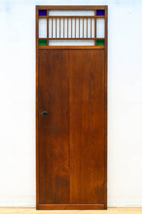 幅602ミリ　色ガラスをアクセントにしたスリム幅のガラス戸　F8579　在庫1枚