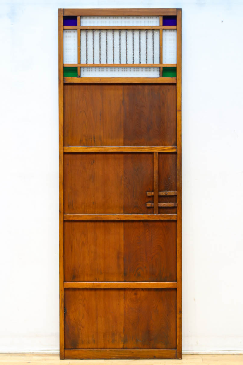 幅602ミリ　色ガラスをアクセントにしたスリム幅のガラス戸　F8579　在庫1枚