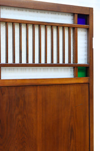 幅602ミリ　色ガラスをアクセントにしたスリム幅のガラス戸　F8579　在庫1枚