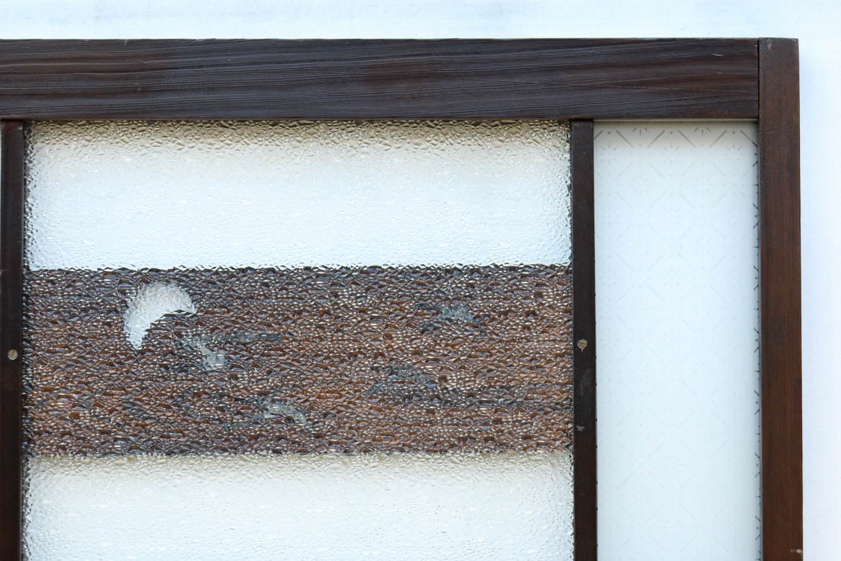 幅604ミリ　スリム幅!! 透かし板が風情を添えるガラス戸　F8580　在庫1枚