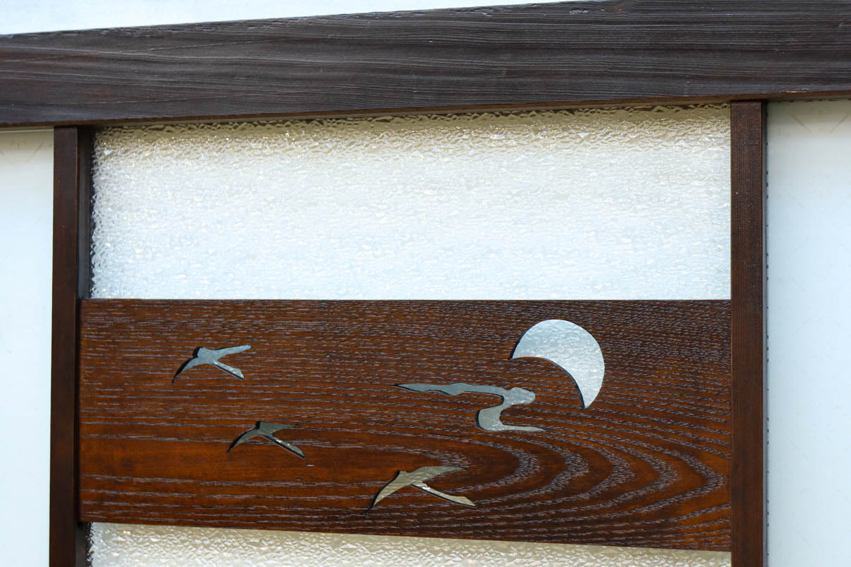 幅604ミリ　スリム幅!! 透かし板が風情を添えるガラス戸　F8580　在庫1枚