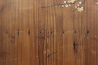 可憐な梅の花が咲く景色を描いた時代感滲む板絵戸セット　F8583　在庫2枚一組