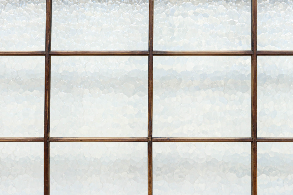 幅853ミリ　古色の風合いが素敵なレトロモダンなガラス戸　F8584　在庫1枚