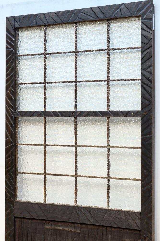 幅853ミリ　古色の風合いが素敵なレトロモダンなガラス戸　F8584　在庫1枚