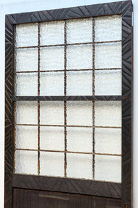 幅853ミリ　古色の風合いが素敵なレトロモダンなガラス戸　F8584　在庫1枚