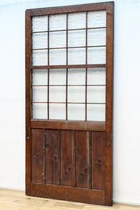 幅853ミリ　古色の風合いが素敵なレトロモダンなガラス戸　F8584　在庫1枚