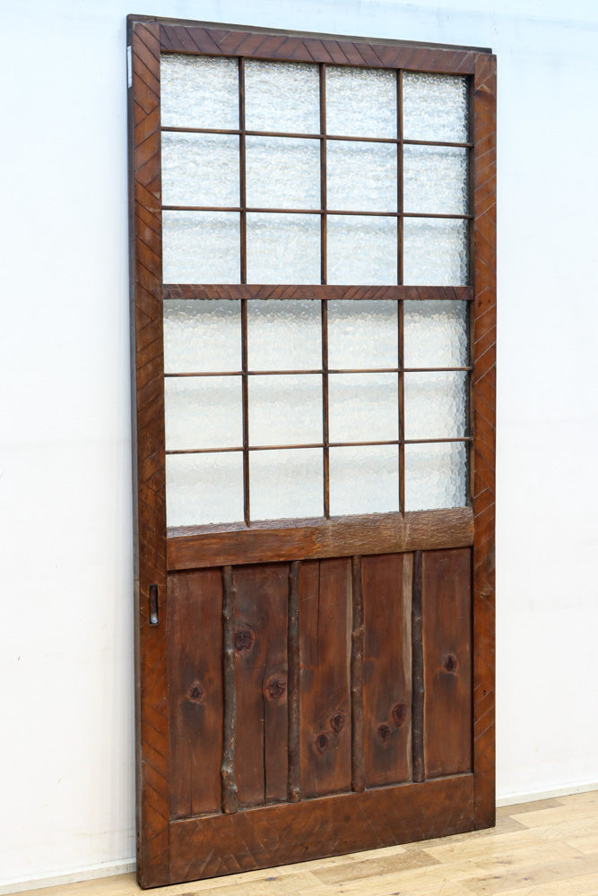 幅853ミリ　古色の風合いが素敵なレトロモダンなガラス戸　F8584　在庫1枚