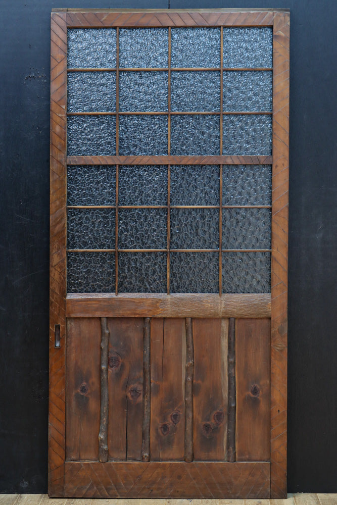 幅853ミリ　古色の風合いが素敵なレトロモダンなガラス戸　F8584　在庫1枚