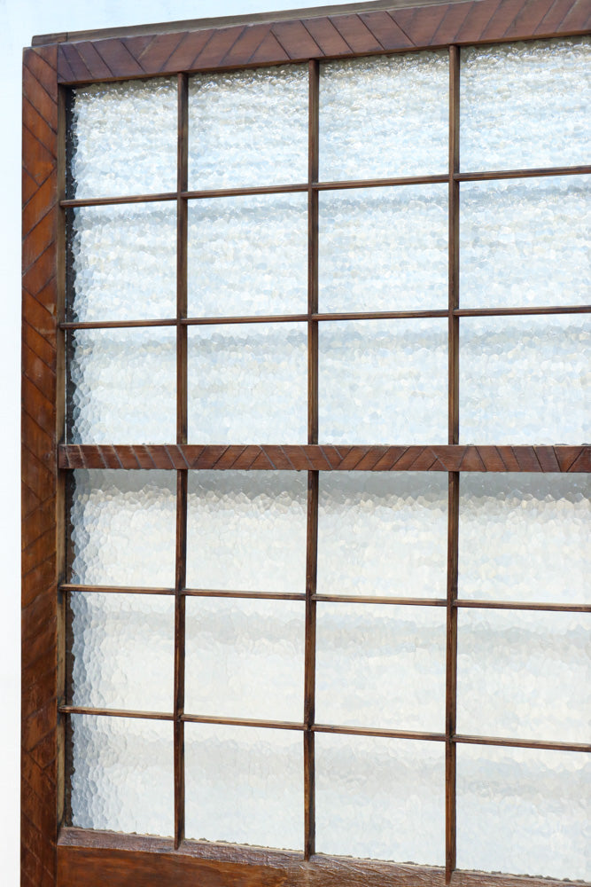 幅853ミリ　古色の風合いが素敵なレトロモダンなガラス戸　F8584　在庫1枚