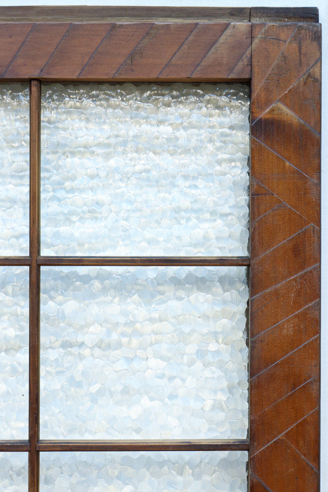 幅853ミリ　古色の風合いが素敵なレトロモダンなガラス戸　F8584　在庫1枚