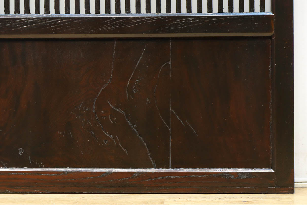 幅900ミリ高さ1877ミリ 珍品‼ 格子から優しい明かりが差し込むスリガラス入り背高いガラス戸　F8588　在庫2枚