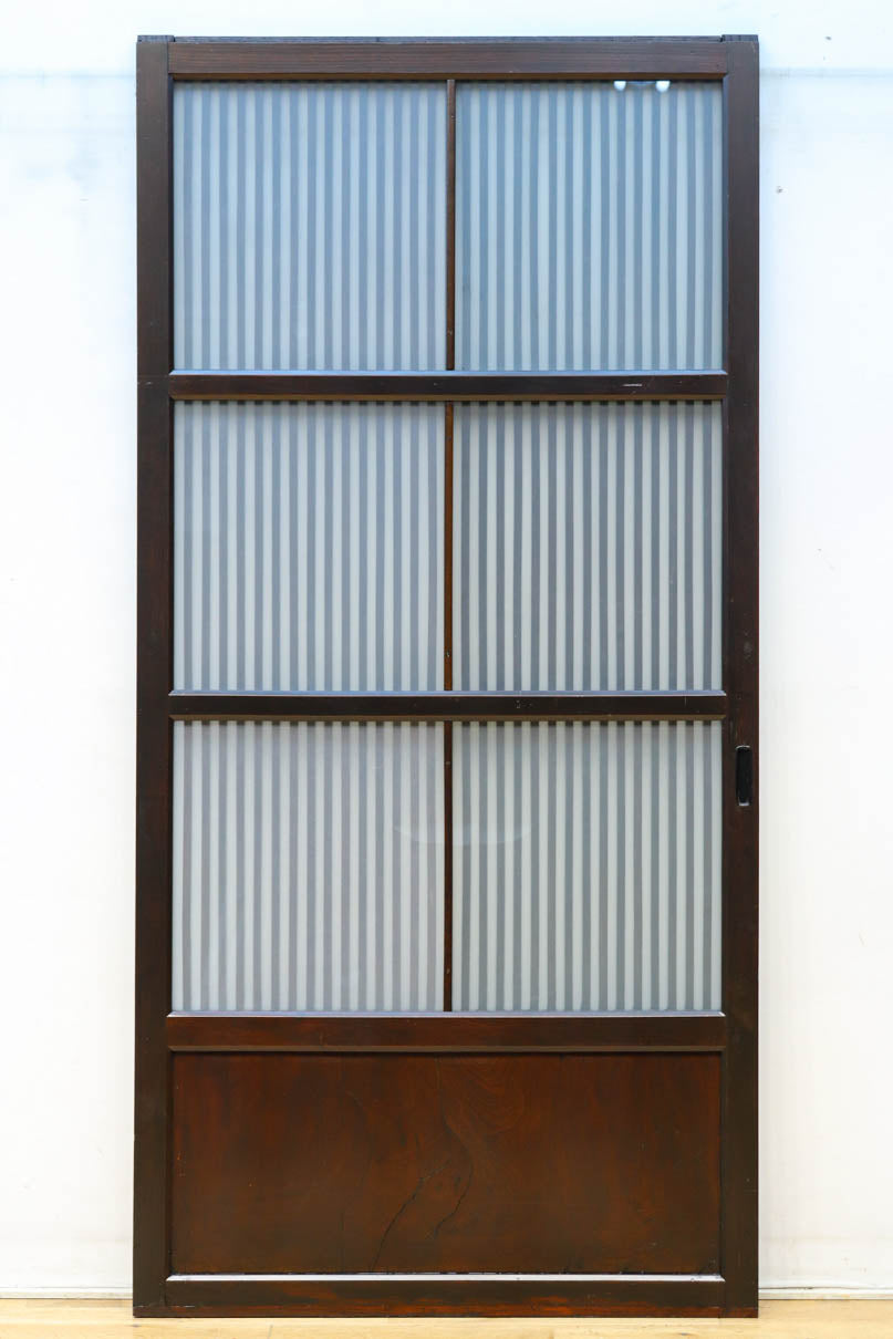 幅900ミリ高さ1877ミリ 珍品‼ 格子から優しい明かりが差し込むスリガラス入り背高いガラス戸　F8588　在庫2枚