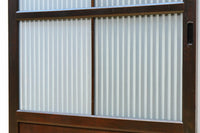 幅900ミリ高さ1877ミリ 珍品‼ 格子から優しい明かりが差し込むスリガラス入り背高いガラス戸　F8588　在庫2枚