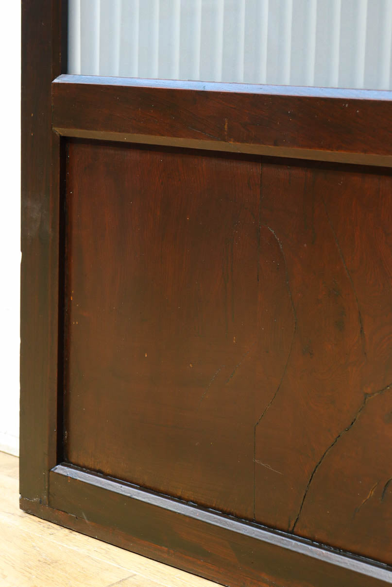 幅900ミリ高さ1877ミリ 珍品‼ 格子から優しい明かりが差し込むスリガラス入り背高いガラス戸　F8588　在庫2枚