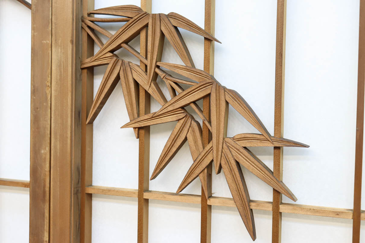 幅878ミリ　竹林の虎と龍を描いた迫力ある眺めの障子戸セット　F8590　在庫4枚1組