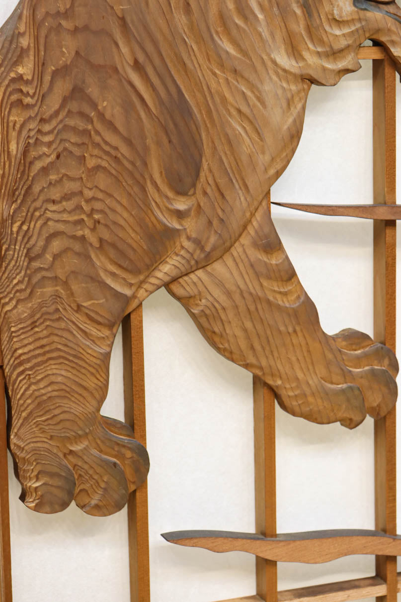 幅878ミリ　竹林の虎と龍を描いた迫力ある眺めの障子戸セット　F8590　在庫4枚1組