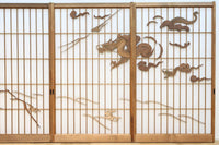 幅878ミリ　竹林の虎と龍を描いた迫力ある眺めの障子戸セット　F8590　在庫4枚1組