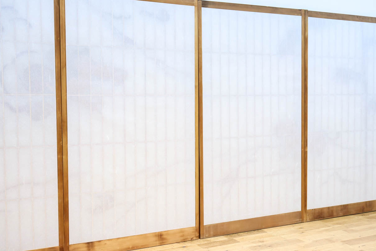 幅878ミリ　竹林の虎と龍を描いた迫力ある眺めの障子戸セット　F8590　在庫4枚1組