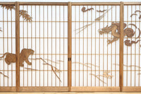 幅878ミリ　竹林の虎と龍を描いた迫力ある眺めの障子戸セット　F8590　在庫4枚1組