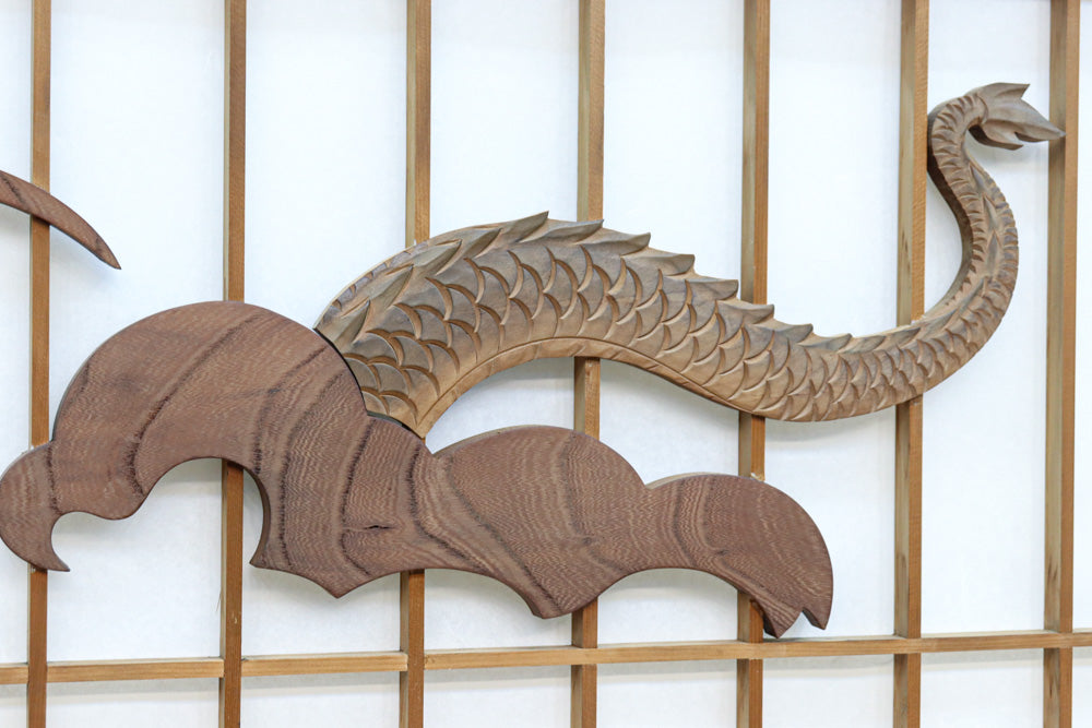 幅878ミリ　竹林の虎と龍を描いた迫力ある眺めの障子戸セット　F8590　在庫4枚1組