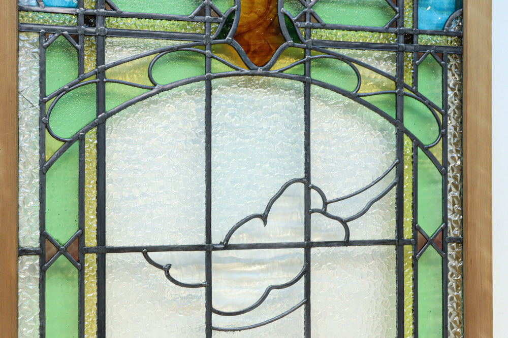 幅888ミリ　柔らかな色使いで描く美しい眺めのガラス戸　F8591　在庫1枚