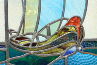 幅888ミリ　柔らかな色使いで描く美しい眺めのガラス戸　F8591　在庫1枚