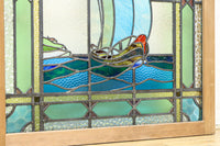 幅888ミリ　柔らかな色使いで描く美しい眺めのガラス戸　F8591　在庫1枚