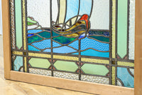 幅888ミリ　柔らかな色使いで描く美しい眺めのガラス戸　F8591　在庫1枚