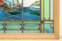 幅888ミリ　柔らかな色使いで描く美しい眺めのガラス戸　F8591　在庫1枚