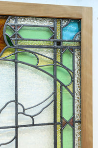 幅888ミリ　柔らかな色使いで描く美しい眺めのガラス戸　F8591　在庫1枚