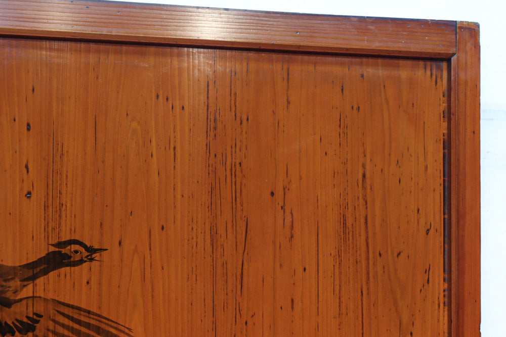 鷹と雉と梅の縁起良い板絵戸セット　F8593　在庫2枚1組