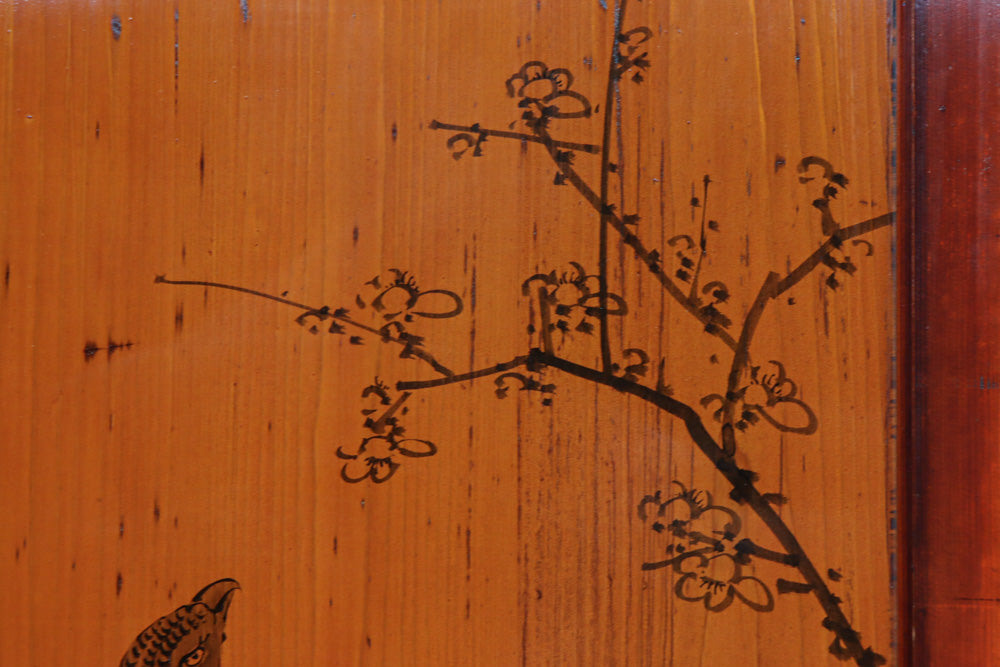 鷹と雉と梅の縁起良い板絵戸セット　F8593　在庫2枚1組