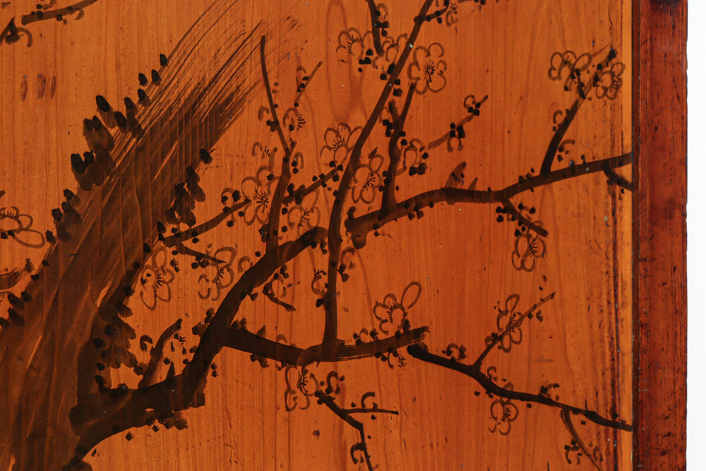 鷹と雉と梅の縁起良い板絵戸セット　F8593　在庫2枚1組