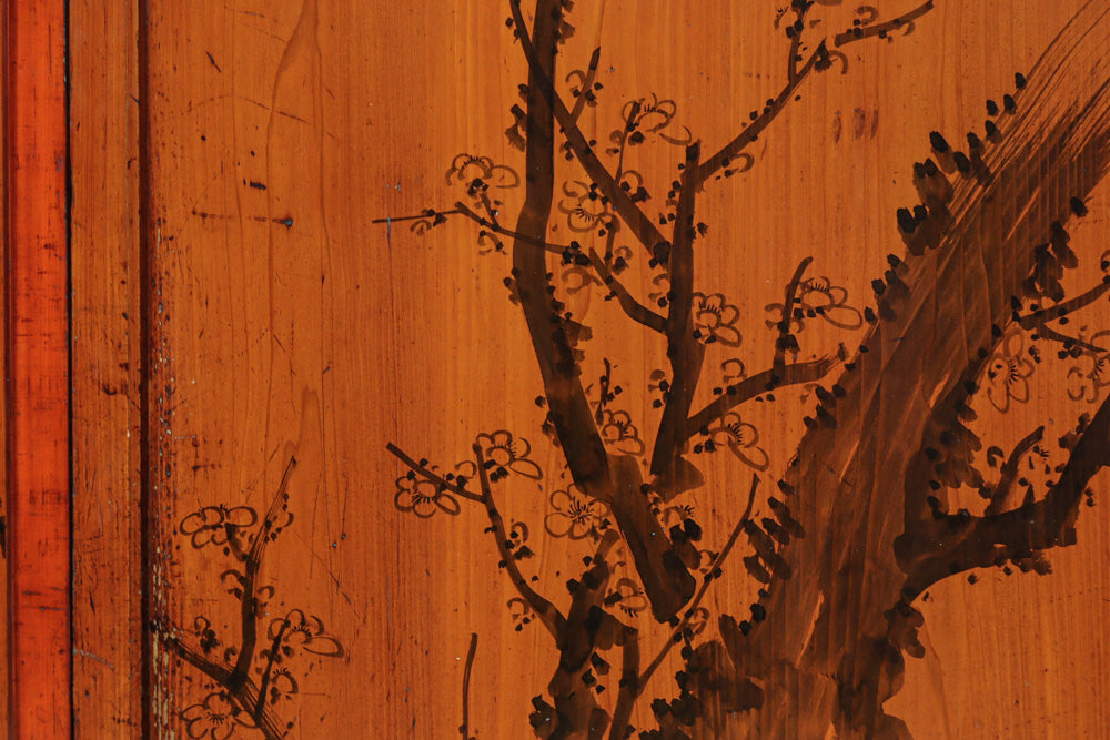 鷹と雉と梅の縁起良い板絵戸セット　F8593　在庫2枚1組