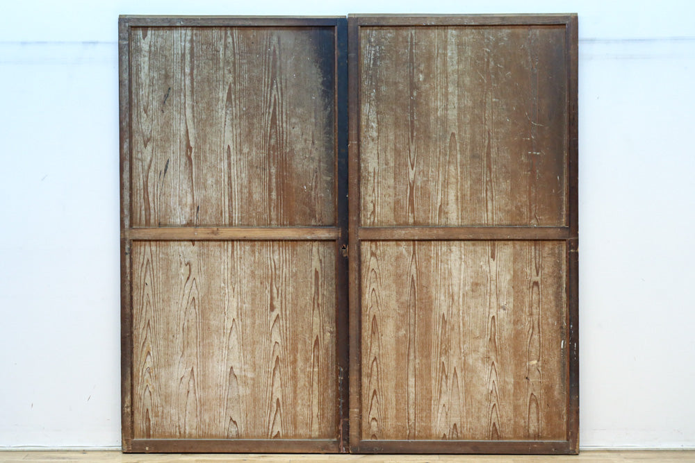 鷹と雉と梅の縁起良い板絵戸セット　F8593　在庫2枚1組