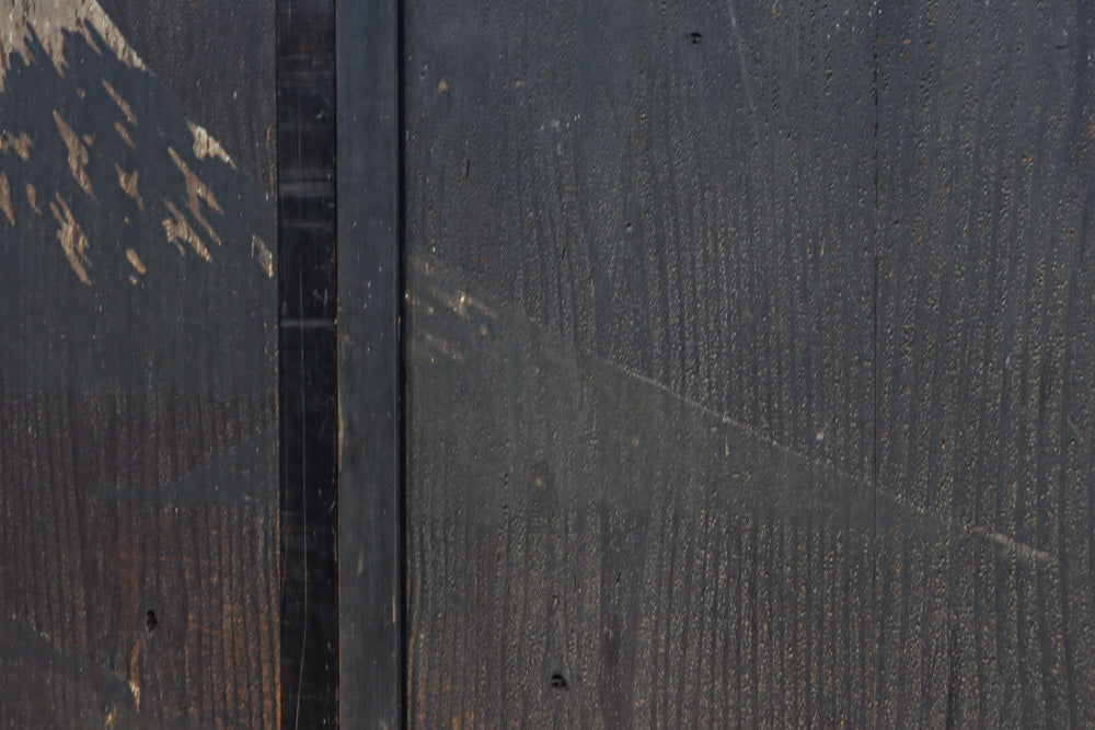 幅860ミリ　東海道から望む富士を描いたのか風情漂う素晴らしい板絵戸セット　F8594　在庫2枚1組