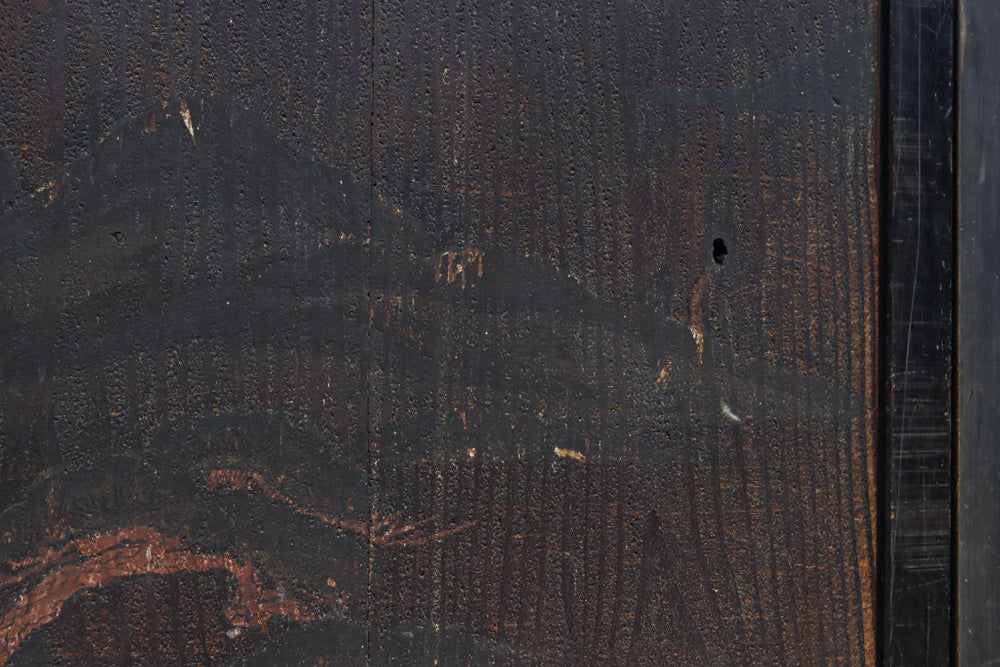 幅860ミリ　東海道から望む富士を描いたのか風情漂う素晴らしい板絵戸セット　F8594　在庫2枚1組