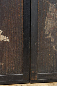 幅860ミリ　東海道から望む富士を描いたのか風情漂う素晴らしい板絵戸セット　F8594　在庫2枚1組