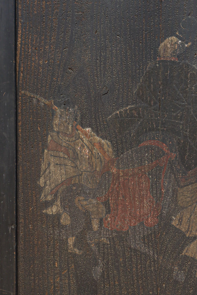 幅860ミリ　東海道から望む富士を描いたのか風情漂う素晴らしい板絵戸セット　F8594　在庫2枚1組