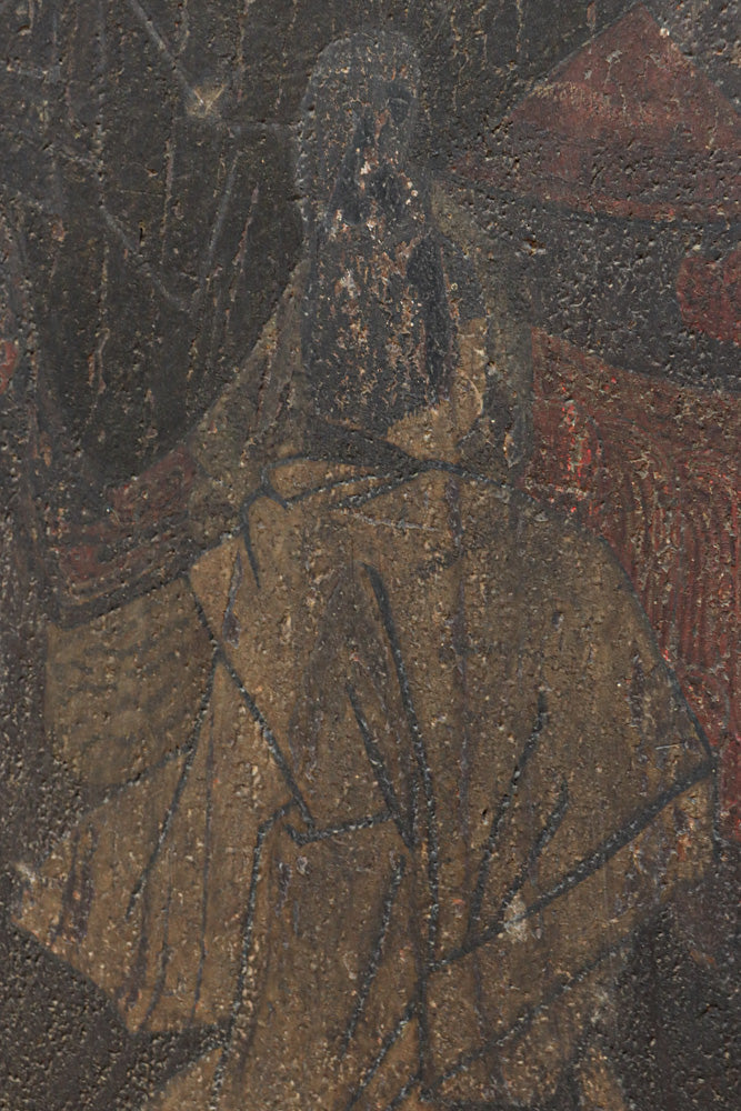 幅860ミリ　東海道から望む富士を描いたのか風情漂う素晴らしい板絵戸セット　F8594　在庫2枚1組