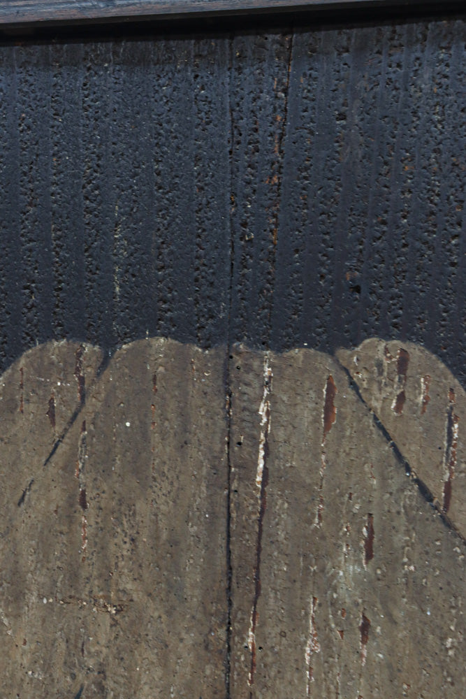 幅860ミリ　東海道から望む富士を描いたのか風情漂う素晴らしい板絵戸セット　F8594　在庫2枚1組