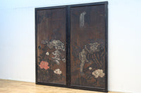 幅860ミリ　東海道から望む富士を描いたのか風情漂う素晴らしい板絵戸セット　F8594　在庫2枚1組