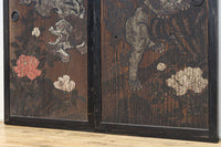 幅860ミリ　東海道から望む富士を描いたのか風情漂う素晴らしい板絵戸セット　F8594　在庫2枚1組